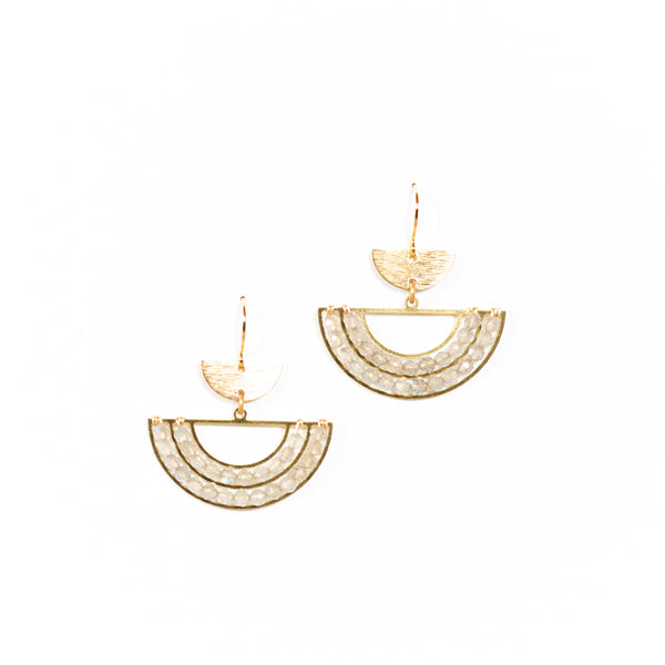 Simple half moon earrings with Labradorite gemstones