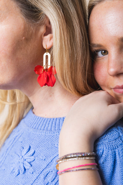 full bloom earrings red petals
